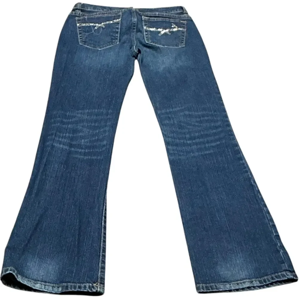 Gap Kids Bootcut Snowflake Sequined Jean Blue Gold Girl 12R